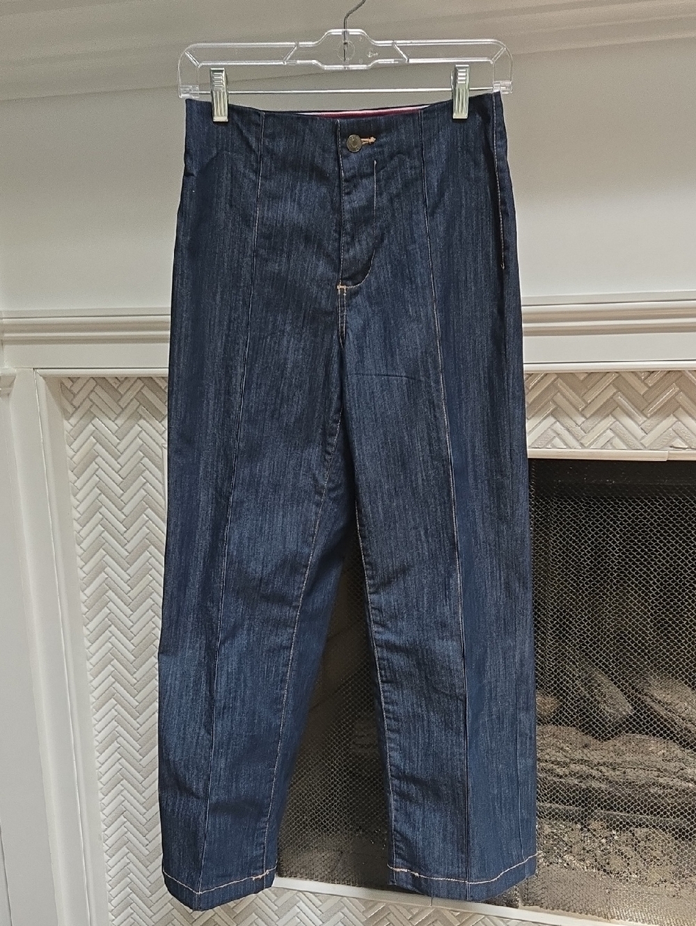 Tommy Hilfiger High Waisted Wide Leg Dark Blue Denim Jeans Size 2